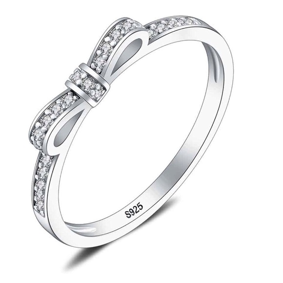 Jewelry - Sterling Silver Bow Rings Cubic Zirconia